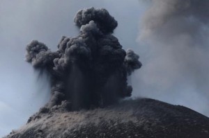 Indonesia, Sumatra, Krakatoa volcano erupting