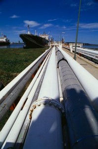 Pipe System of Pemex Oil Refinery at the Dock