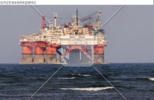 The "Lolair" drilling platform from state oil monopoly Petroleos Mexicanos (PEMEX) is seen off the port of Veracruz, Mexico