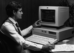 Man Working with IBM RT Personal Computer