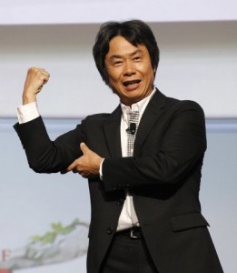 Miyamoto, Senior Managing Director of Nintendo Co., Ltd., speaks at a media briefing during the Electronic Entertainment Expo, or E3, in Los Angeles