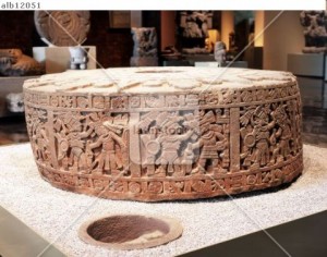 Mexico.Mexico D.F. .Museo Nacional de Antropologia.Rodillo de nueve escenas belicas de Moctezuma.Cultura Azteca-Mexica.