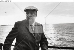Chilean poet Pablo Neruda, at 34th International PEN boat ride around NYC, July 13, 1966.