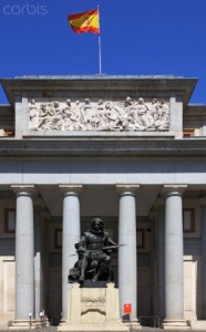 Spain, Madrid, Museo del Prado, Velazquez statue,