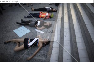 Activist perform in the "March of the Whores" to protest against discrimination and violence against women in Monterrey