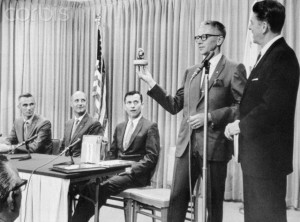 Charles Schulz Holding a Statuette