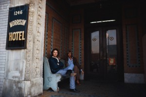 Jim Morrison and Ray Manzarek Outside Hotel