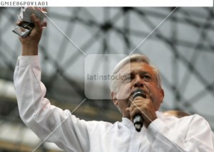 Andres Manuel Lopez Obrador, presidential candidate for the Party of the Democratic Revolution, addresses supporters during a rally in Guadalajara