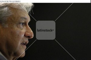 Andres Manuel Lopez Obrador, presidential candidate for the Party of the Democratic Revolution (PRD), is seen during a news conference in Mexico City