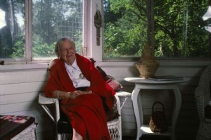 USA. Northeast Harbor. Maine. 1985. Marguerite Yourcenar, poet.