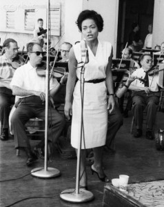 Eartha Kitt Singing at Microphone