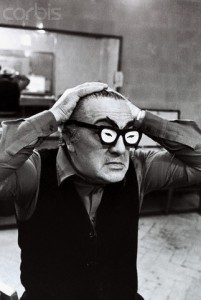 Federico Fellini Wearing Comic Spectacles