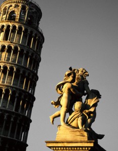 Fontana dei Putti and the Leaning Tower of Pisa