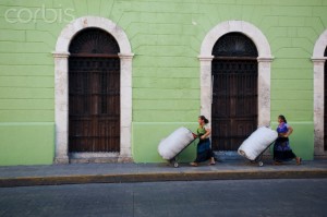 Women from highland Chiapas en route to the open market in Merida.