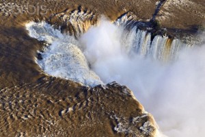 Brazil, Paraná: Air shot of the Waterfalls of Iguaçu after a period of strong rainfalls
