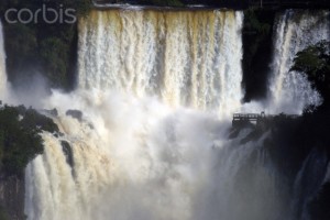 Brazil, Paraná: Iguassu Falls after strong rain falls