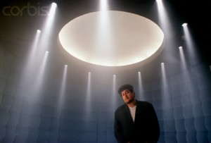 Designer Philippe Starck in Blue Room at Royalton Hotel