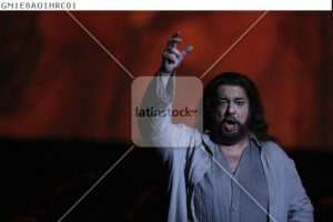 Spanish tenor Domingo performs during the rehearsal of Thais opera in the Andalusian capital of Seville