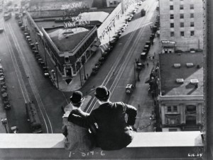 Laurel and Hardy Atop Building