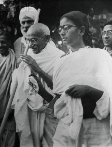 Mahatma Gandhi with Granddaughter Before Assassination