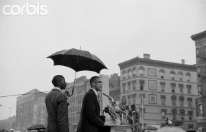 Malcolm X speaking at a rally