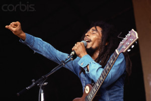 Bob Marley Singing with Clenched Fist