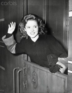 Actress Shirley Temple Waving from Train