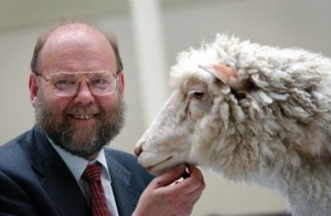 Professor Ian Wilmut with Dolly the sheep
