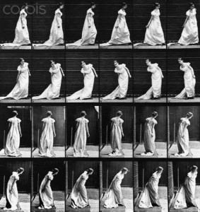 Woman Adjusting Her Train Movement Study by Eadweard Muybridge