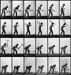 Frame Sequence of Man Swinging Pickaxe, ca. 1875