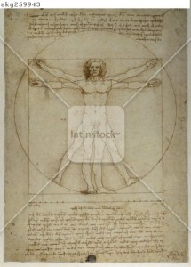 Leonardo, Proportionsschema nach Vitruv - L.da Vinci / Human Proport.aft.Vitruvius - Léonard de Vinci, Le Canon de Vitruve