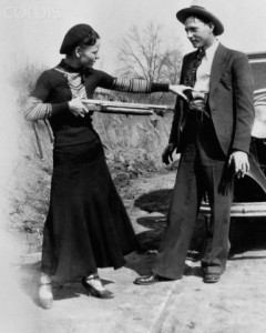 Bonnie and Clyde Posing with Shotgun, 1932