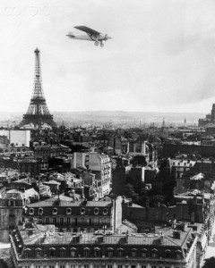 Photomontage of The Spirit of St. Louis over Paris, 1927