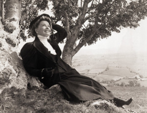 Katharine Hepburn in Costume on Hillside