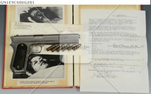 Handout of the .38 caliber Colt pistol retrieved from the skirt of Bonnie Parker