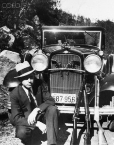 Clyde Barrow with Guns and Automobile