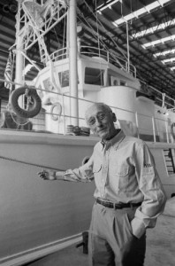Jacques Cousteau Standing Next to the Calypso
