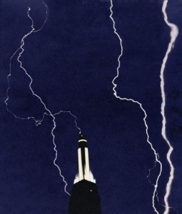 Lightning strike, historical infrared image