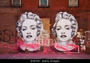 Marilyn Monroe graffiti on a wall in the Trendy Meat Packing district in New York.