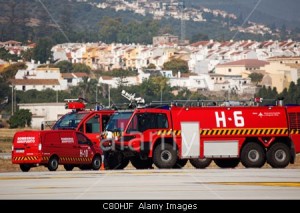 Fire Service at Malaga airport Costa del Sol Andalusia Spain