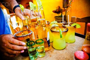 Waiter serving drinks in mexico