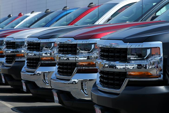 New trucks are shown for sale at a Chevrolet dealership in National City, California, U.S. Photo by Mike Blake