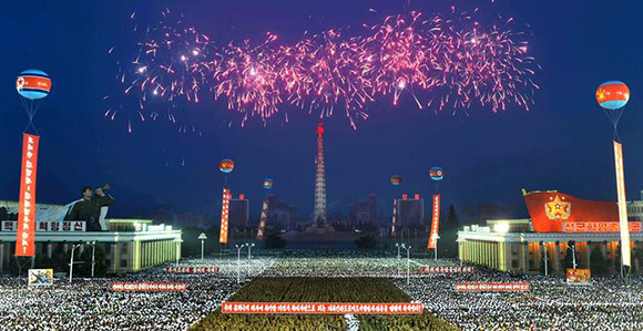 Army personnel and people gather at Kim Il Sung Square in Pyongyang July 6, 2017 to celebrate the successful test-launch of intercontinental ballistic rocket Hwasong-14. in this photo released by North Korea's Korean Central News Agency (KCNA) in Pyongyang July 7, 2017. Photo by KCNA