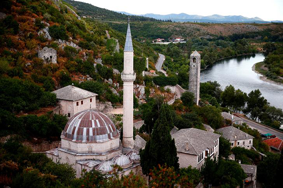 Shishman Ibrahim Pasha Mosque stands in Pocitelj, Bosnia and Herzegovina. Photo by Dado Ruvic