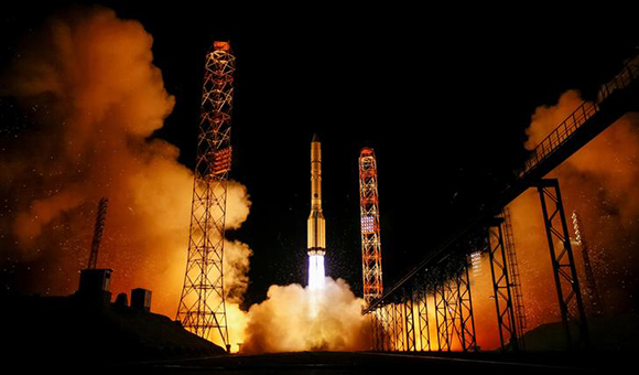 The Proton-M booster blasts off with the Spanish Hispasatís Amazonas 5 communication satellite at the Baikonur Cosmodrome, Kazakhstan September 12, 2017. REUTERS/Shamil Zhumatov TPX IMAGES OF THE DAY
