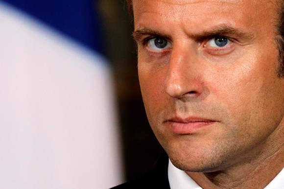  French President Emmanuel Macron attends a joint statement with Dutch Prime Minister Mark Rutte (not pictured) at the Elysee Palace in Paris, France. Photo by Philippe Wojazer 