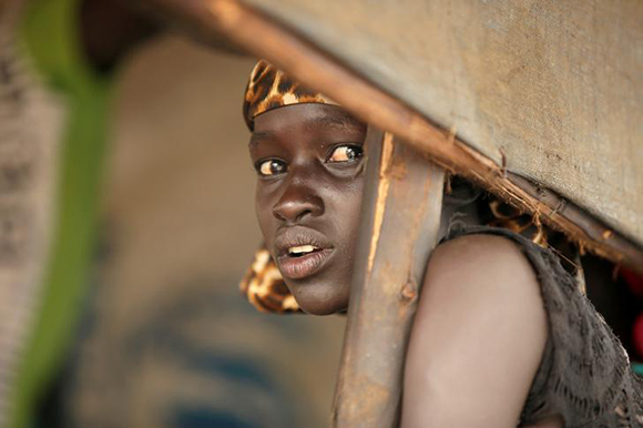  A South Sudanese refugee girl is seen at the Nguenyyiel refugee camp during a visit by U.S. Ambassador to the United Nations Nikki Haley (not pictured) to the Gambella Region, Ethiopia October 24, 2017. Photo by Tiksa Negeri 