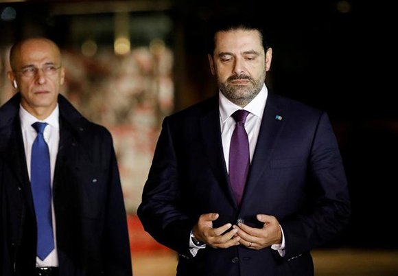  Saad al-Hariri, who announced his resignation as Lebanon's prime minister from Saudi Arabia, is seen at the grave of his father, assassinated former Lebanese prime minister Rafik al-Hariri, in downtown Beirut November 21, 2017. Photo by Jamal Saidi 