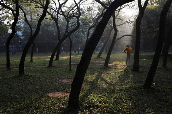  A man exercises in the morning at Ramna Park in Dhaka, Bangladesh, December 27, 2017. Photo by Mohammad Ponir Hossain 