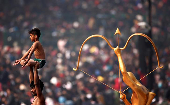  Indian artists perform during the Republic Day parade in New Delhi, India January 26, 2018. Photo by Adnan Abidi 